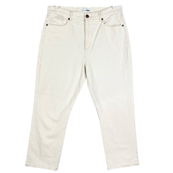 Loft Women's High-Rise Straight-Leg Stretch Cream Denim Jeans Size 31/12 NWOT - Picture 1 of 11